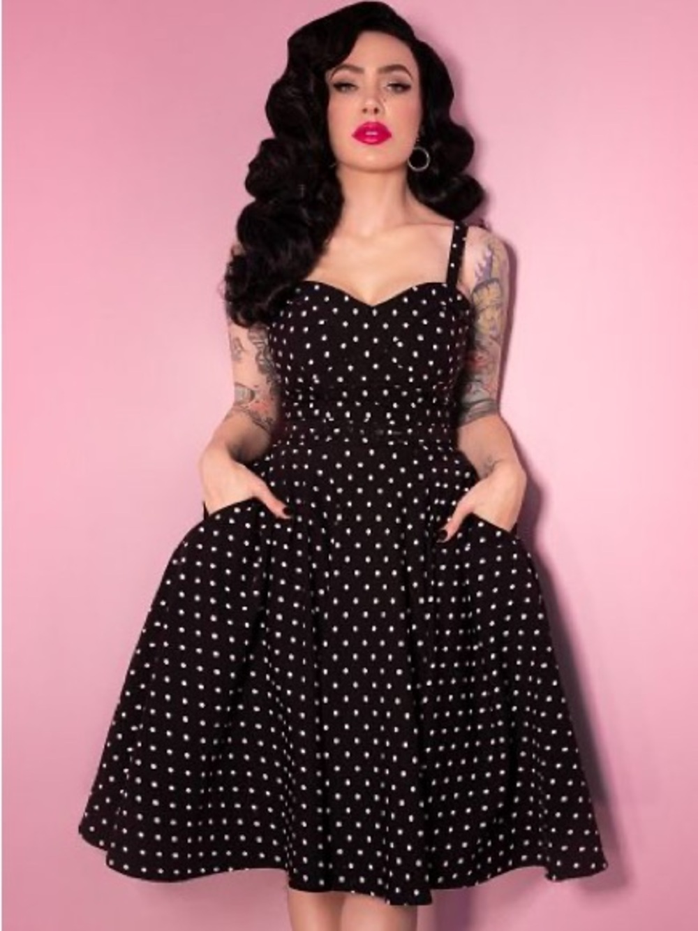 Maneater Swing Dress in Polka Dot